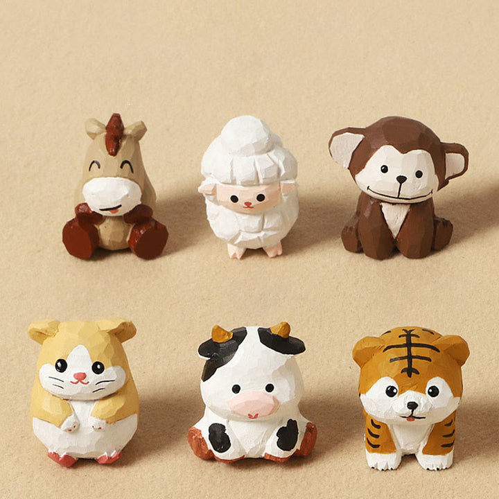 Buddha Stones Mini Small Chinese Zodiac Linden Wood Engraved Positive Home Decoration 4cm - image 0