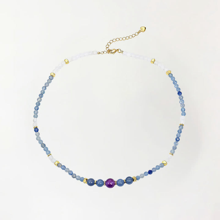 Buddha Stones Natural Blue Aventurine White Jade Bead Calm Necklace - Natural Blue Aventurine(Color May Vary) - image 0