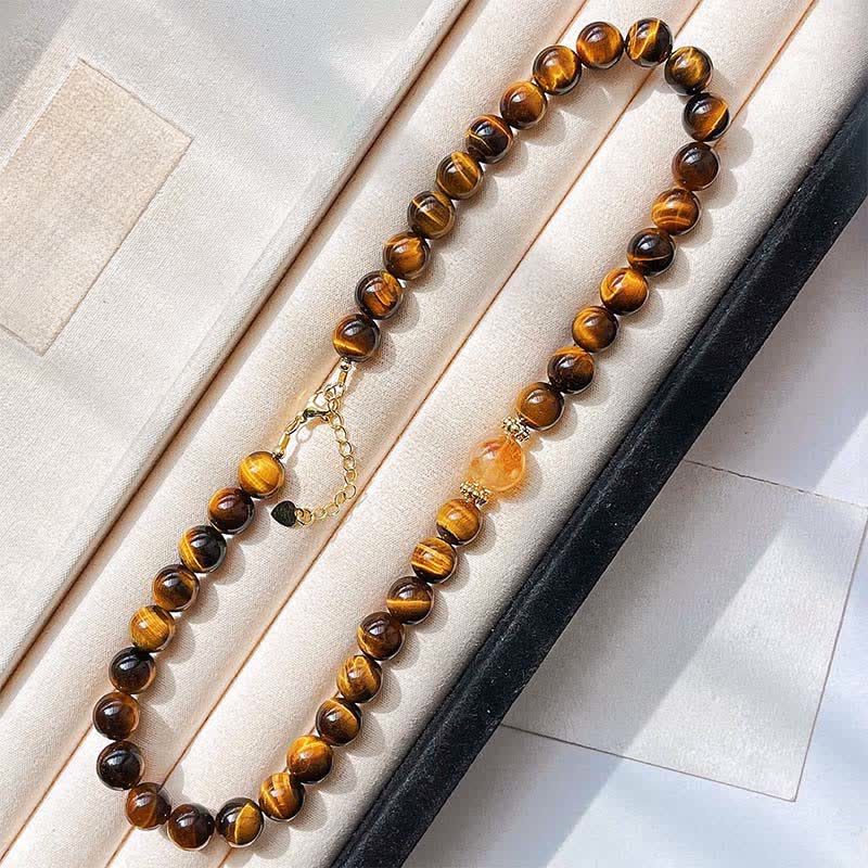Buddha Stones Natural Tiger Eye Citrine Bead Courage Necklace - image 1