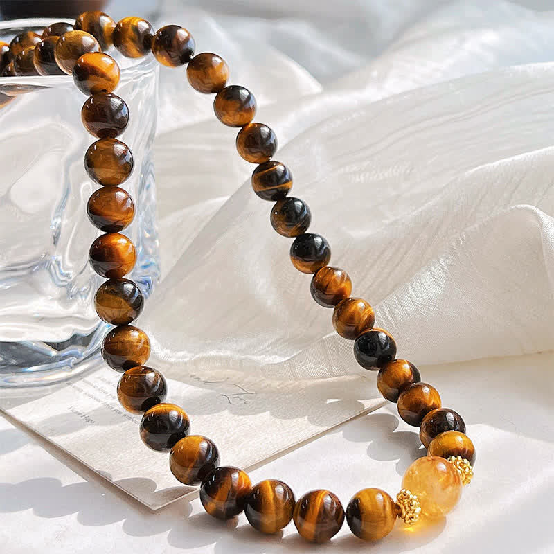 Buddha Stones Natural Tiger Eye Citrine Bead Courage Necklace - image 3