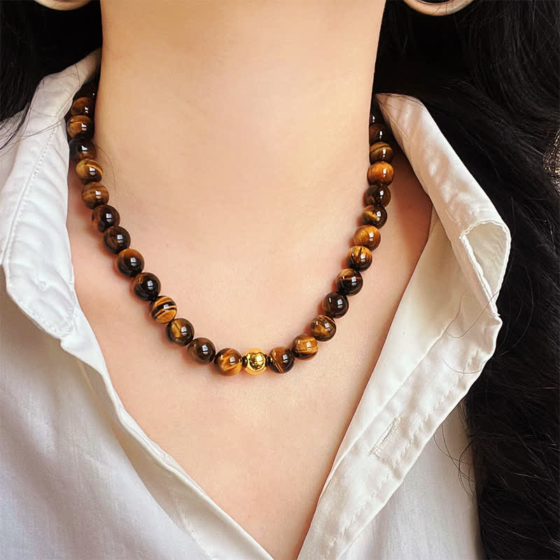 Buddha Stones Natural Tiger Eye Copper Bead Courage Necklace - image 7
