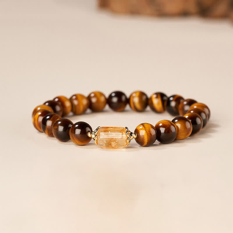 Buddha Stones Tiger Eye Citrine Bead Strength Bracelet - image 1