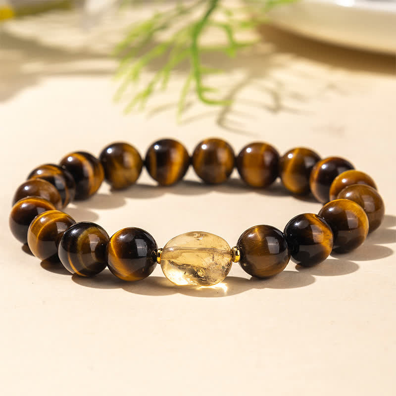Buddha Stones 10mm Natural Tiger Eye Citrine Bead Courage Bracelet - Tiger Eye(Wrist Circumference:16–17 cm) - image 0