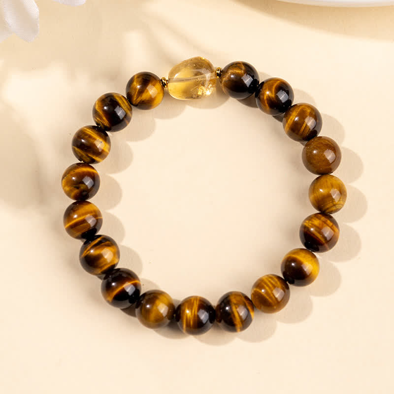 Buddha Stones 10mm Natural Tiger Eye Citrine Bead Courage Bracelet - image 3