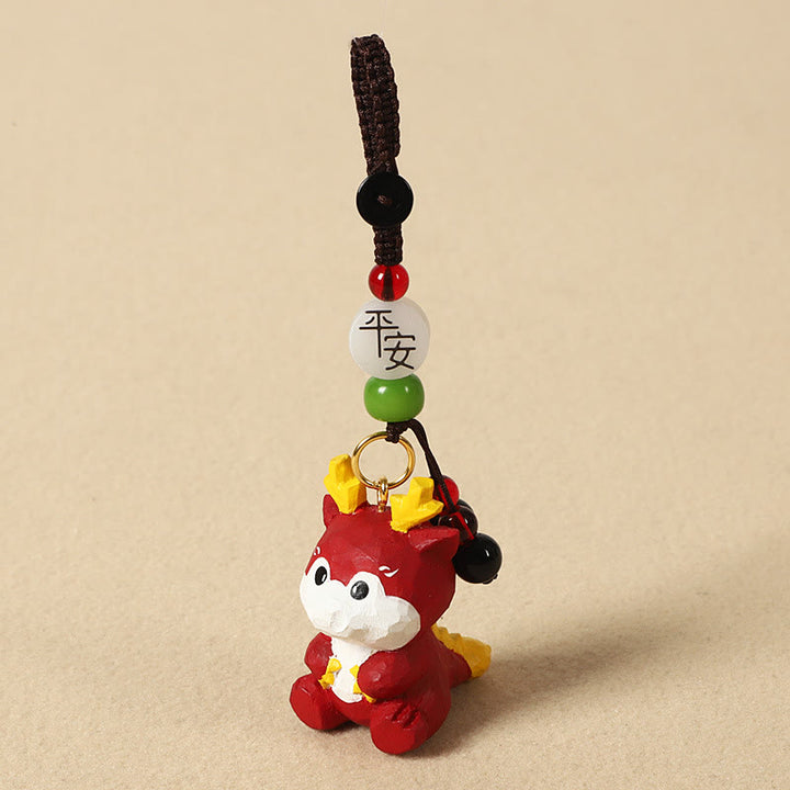 Buddha Stones Chinese Zodiac Linden Wood Engraved Plum Blossom Peace Safe Om Mani Padme Hum Positive Key Chain - Dragon 4cm(Color Shape and Size May vary) - Peace & Safe - image 21