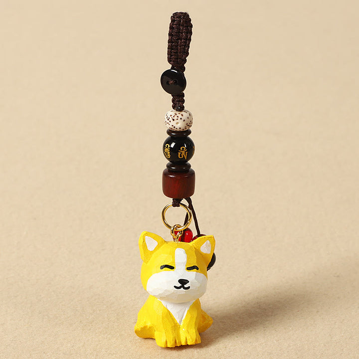 Buddha Stones Chinese Zodiac Linden Wood Engraved Plum Blossom Peace Safe Om Mani Padme Hum Positive Key Chain - Dog 4cm(Color Shape and Size May vary) - Om Mani Padme Hum - image 35