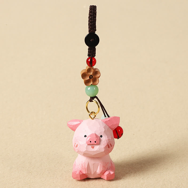 Buddha Stones Chinese Zodiac Linden Wood Engraved Plum Blossom Peace Safe Om Mani Padme Hum Positive Key Chain - Pig 4cm(Color Shape and Size May vary) - Plum Blossom - image 39