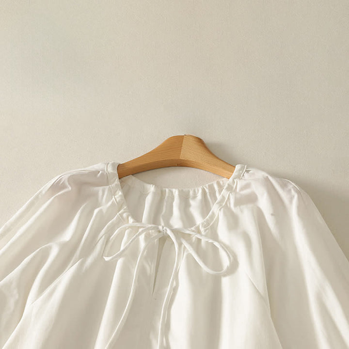 Buddha Stones Summer Drawstring Solid Women's Short Sleeve Dress With Pockets - image 15
