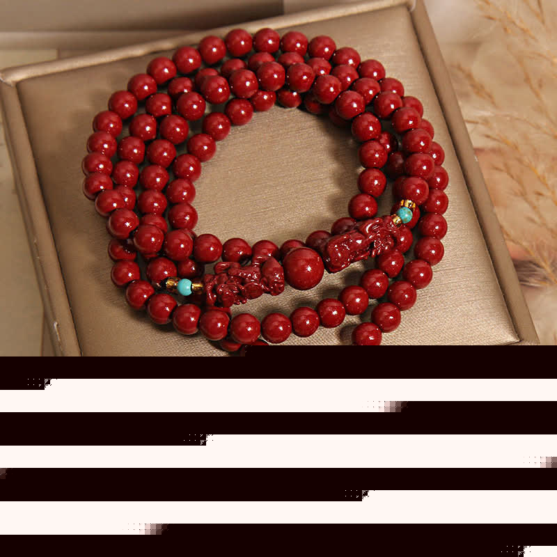 Buddha Stones Tibetan 108 Beads Cinnabar Pixiu Luck Mala - image 3