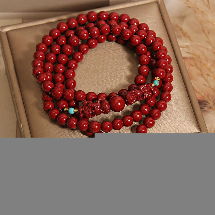 Buddha Stones Tibetan 108 Beads Cinnabar Pixiu Luck Mala - image 3