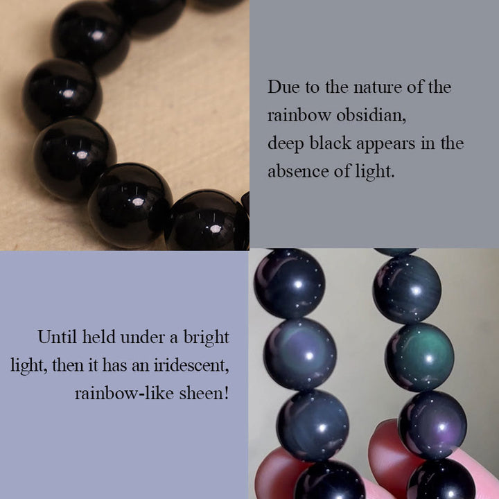 Buddha Stones Rainbow Obsidian Lotus Peace Buckle Protection Keychains - image 6