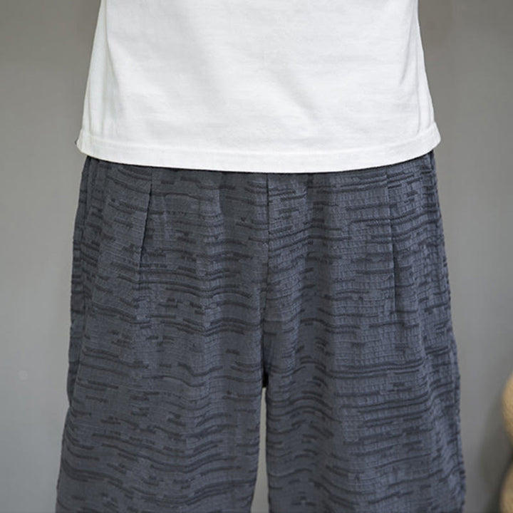 Buddha Stones Summer Minimalist Side Slit Solid Men's Harem Three-Quarter Pants With Pockets - image 11