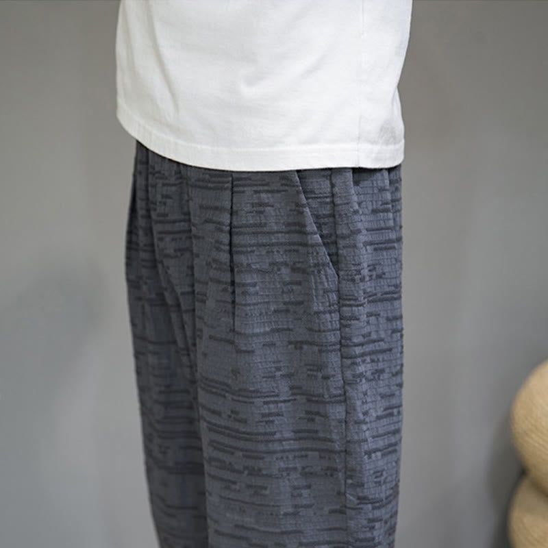 Buddha Stones Summer Minimalist Side Slit Solid Men's Harem Three-Quarter Pants With Pockets - image 8