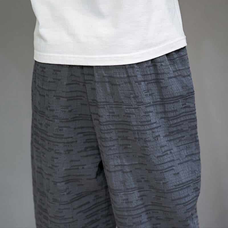 Buddha Stones Summer Minimalist Side Slit Solid Men's Harem Three-Quarter Pants With Pockets - image 10