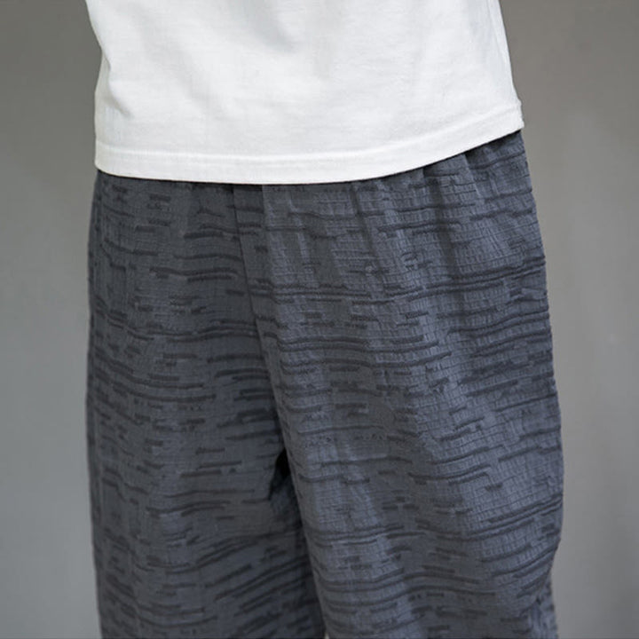 Buddha Stones Summer Minimalist Side Slit Solid Men's Harem Three-Quarter Pants With Pockets - image 10