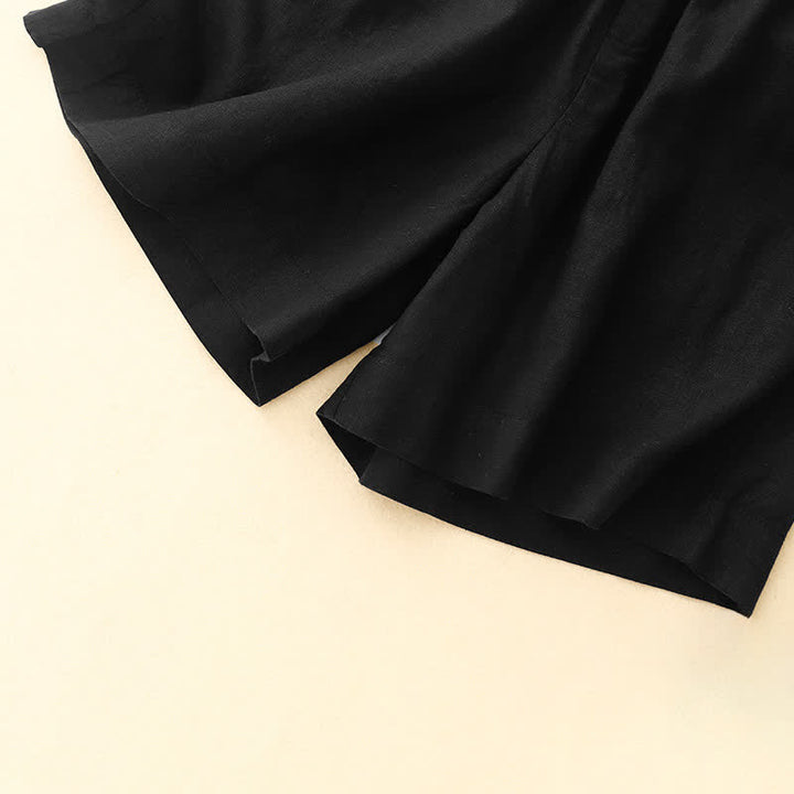 Buddha Stones Summer Minimalist Button-Up Elastic Waist Solid Women's Shorts With Pockets - image 13