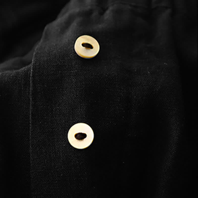 Buddha Stones Summer Minimalist Button-Up Elastic Waist Solid Women's Shorts With Pockets - image 11