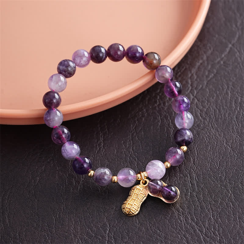Buddha Stones Natural Amethyst Peanut Good Things Happen Healing Bracelet - image 1