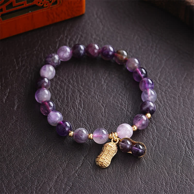 Buddha Stones Natural Amethyst Peanut Good Things Happen Healing Bracelet - image 2