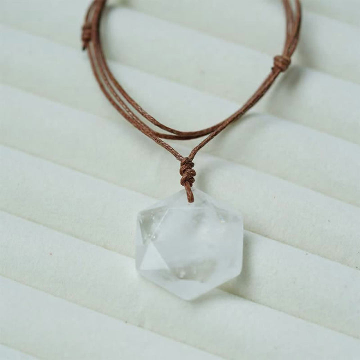 Buddha Stones Star of David Carving Clear Quartz Indian Agate Amethyst Healing Necklace Pendant - image 2