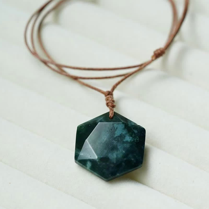 Buddha Stones Star of David Carving Clear Quartz Indian Agate Amethyst Healing Necklace Pendant - Indian Agate - image 12