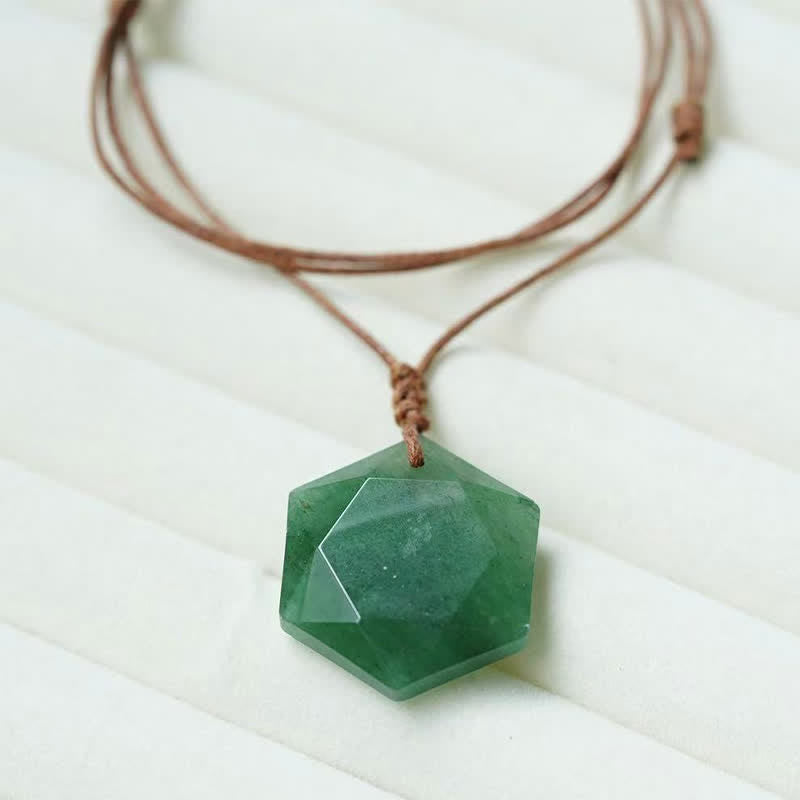 Buddha Stones Star of David Carving Clear Quartz Indian Agate Amethyst Healing Necklace Pendant - Green Aventurine - image 10