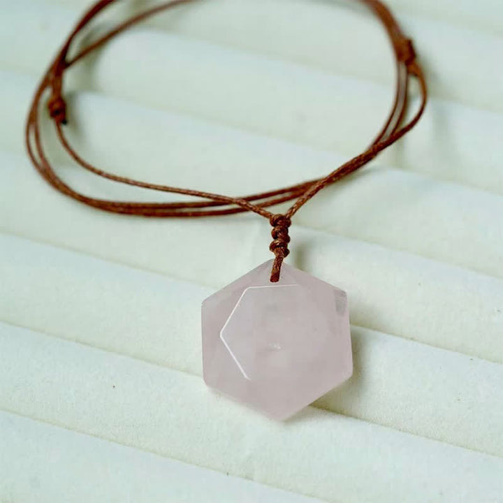 Buddha Stones Star of David Carving Clear Quartz Indian Agate Amethyst Healing Necklace Pendant - Rose Quartz - image 18