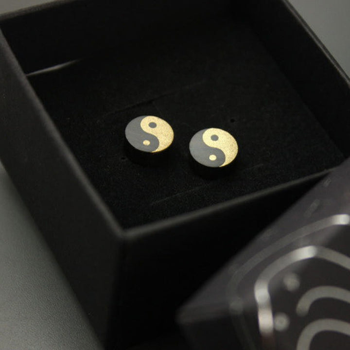 Buddha Stones Ebony Wood Yin Yang Balance Stud Earrings - image 14