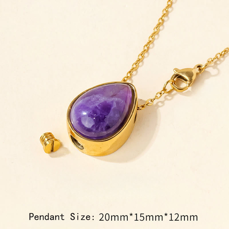 Buddha Stones Natural Blue Lace Agate Rose Quartz Black Onyx Teardrop Design Balance Necklace Pendant - image 21