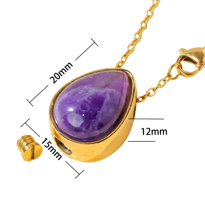 Buddha Stones Natural Blue Lace Agate Rose Quartz Black Onyx Teardrop Design Balance Necklace Pendant - image 22
