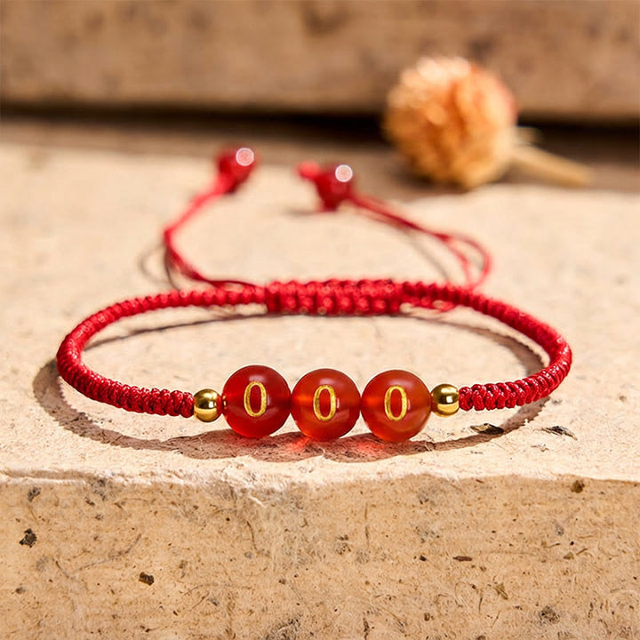 Buddha Stones Angel Number Red String Red Agate Beads Luck Braided Adjustable Bracelet - 000 Angel Number - Red String(Wrist Circumference 15-22cm) - image 8