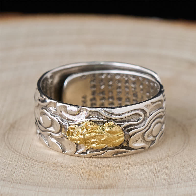 Buddha Stones Pixiu Heart Sutra Copper Adjustable Wealth Ring - image 3