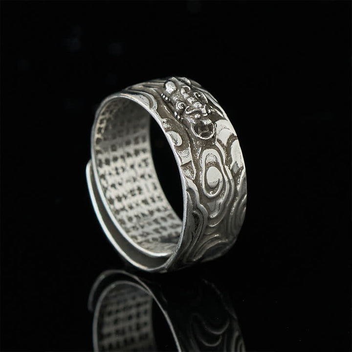 Buddha Stones Pixiu Heart Sutra Copper Adjustable Wealth Ring - image 8