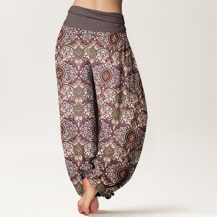 Buddha Stones Pure Cotton Paisley Diamond Pattern Women's Elastic Waist Harem Pants - image 5