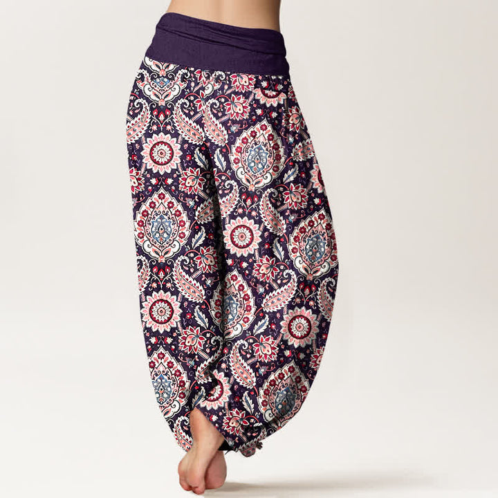 Buddha Stones Cotton Bohemian Mandala Paisley Pattern Women's Elastic Waist Harem Pants - image 8