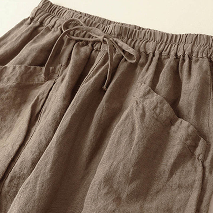 Buddha Stones Commute Women's Plain Harem Capri Cotton Pants With Pockets - image 1