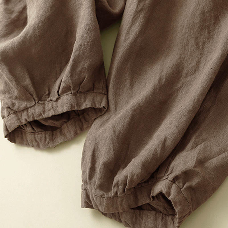 Buddha Stones Commute Women's Plain Harem Capri Cotton Pants With Pockets - image 2