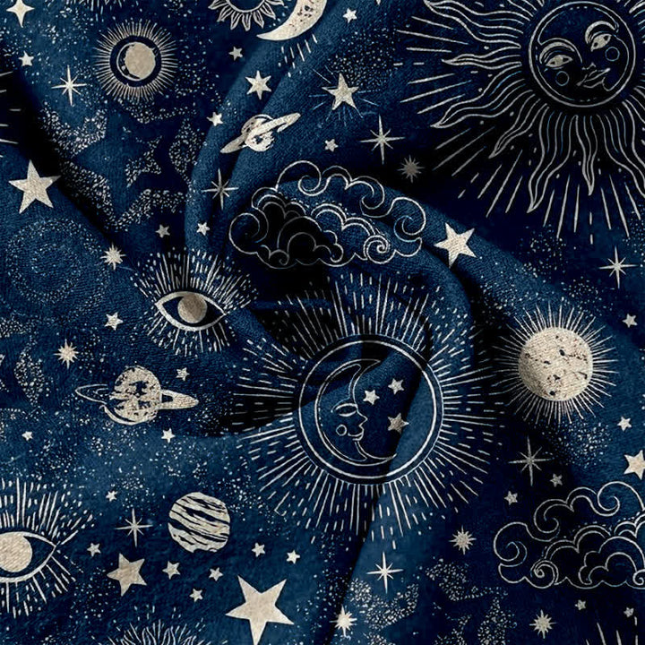 Buddha Stones Pure Cotton Celestial Sun Moon Stars Pattern Women's Elastic Waist Pants With Pockets - image 2