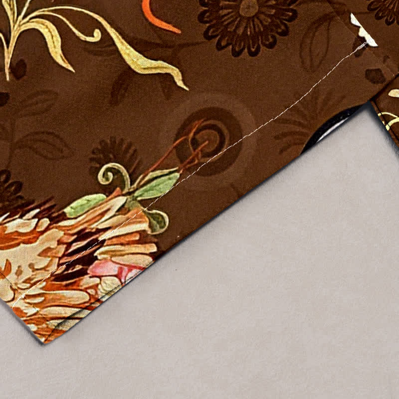 Buddha Stones Pure Cotton White Crane Floral Medallion Pattern Women's Elastic Waist Pants With Pockets - image 1