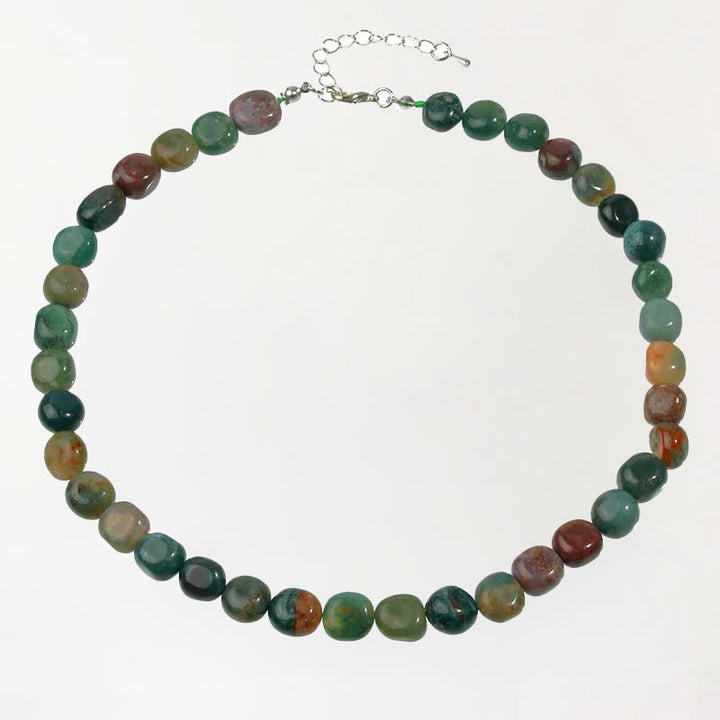 Buddha Stones Natural Indian Agate Irregular Shapes Crystal Bead Positive Necklace - Indian Agate(Color May Vary) - image 0