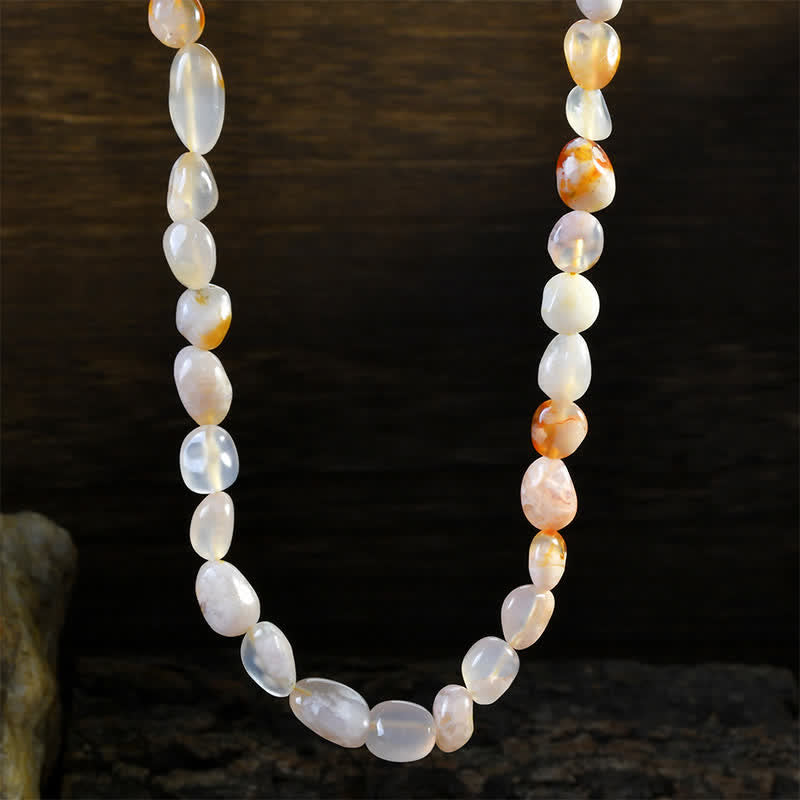 Buddha Stones Natural Indian Agate Irregular Shapes Crystal Bead Positive Necklace - Natural Sakura Agate(Color May Vary) - image 5