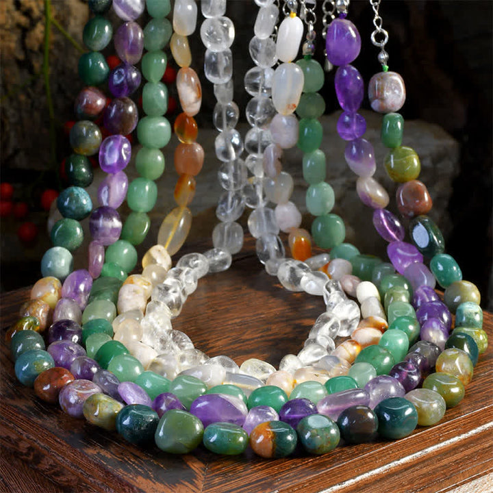 Buddha Stones Natural Indian Agate Irregular Shapes Crystal Bead Positive Necklace - image 12