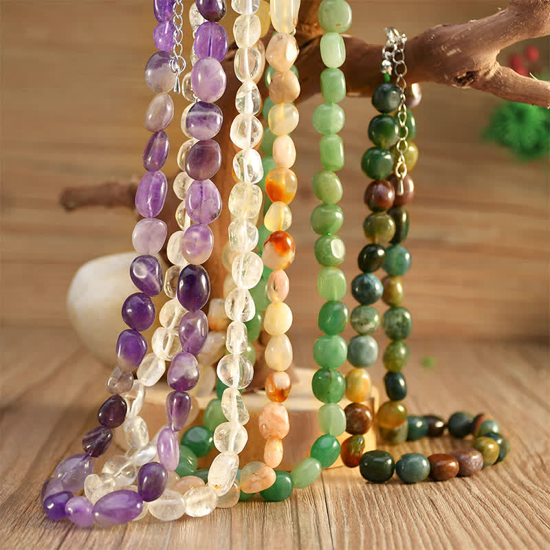 Buddha Stones Natural Indian Agate Irregular Shapes Crystal Bead Positive Necklace - image 14