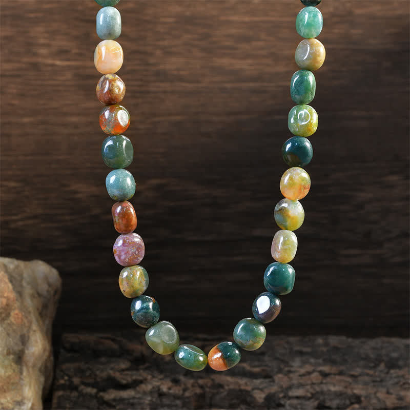 Buddha Stones Natural Indian Agate Irregular Shapes Crystal Bead Positive Necklace - image 1