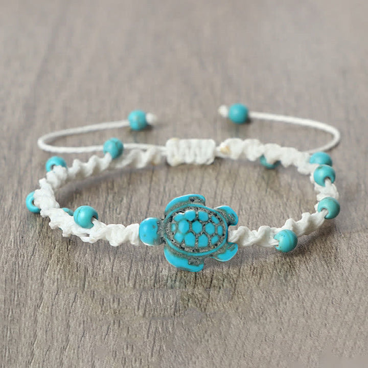 Buddha Stones Turquoise Turtle Design Braided Rope Protection Bracelet - image 15