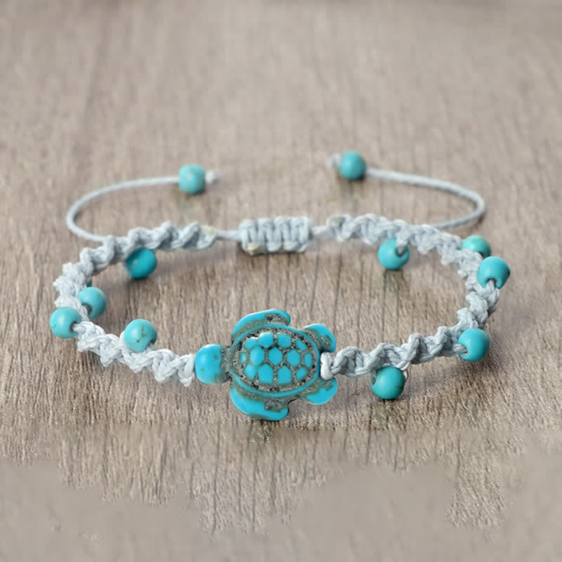 Buddha Stones Turquoise Turtle Design Braided Rope Protection Bracelet - image 21