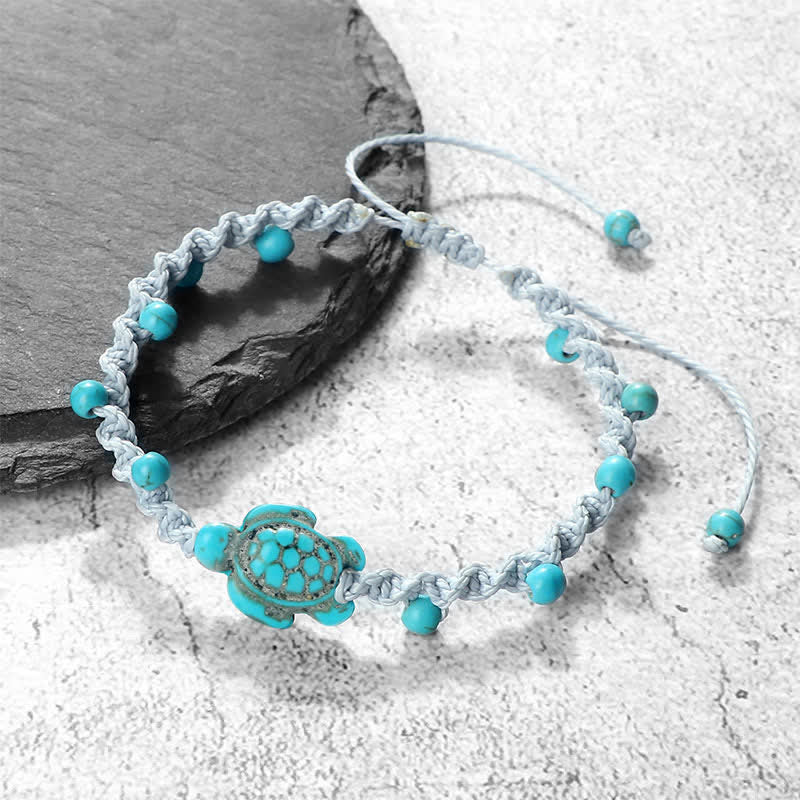 Buddha Stones Turquoise Turtle Design Braided Rope Protection Bracelet - image 22