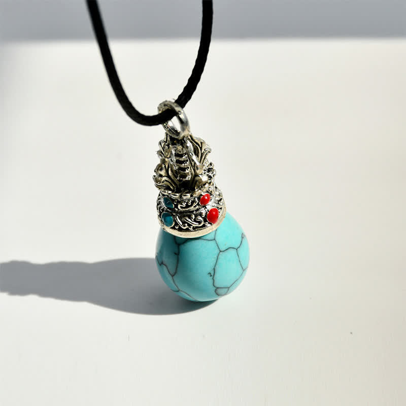 Buddha Stones Natural Turquoise Tiger Eye Wisdom Rope Necklace - image 2