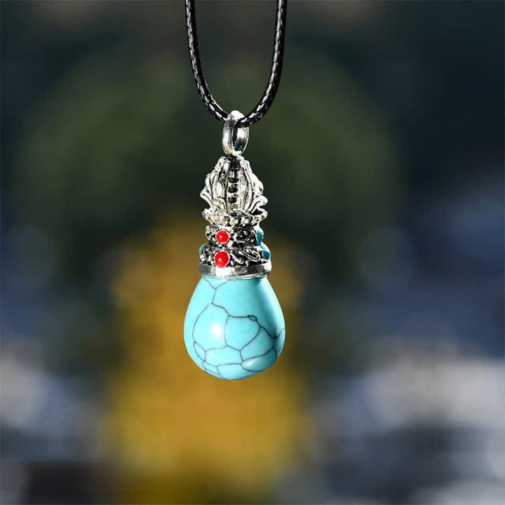 Buddha Stones Natural Turquoise Tiger Eye Wisdom Rope Necklace - Natural Turquoise(Color May Vary) - image 0