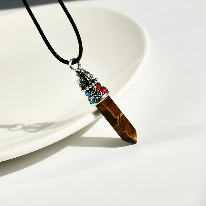 Buddha Stones Natural Turquoise Tiger Eye Wisdom Rope Necklace - image 7